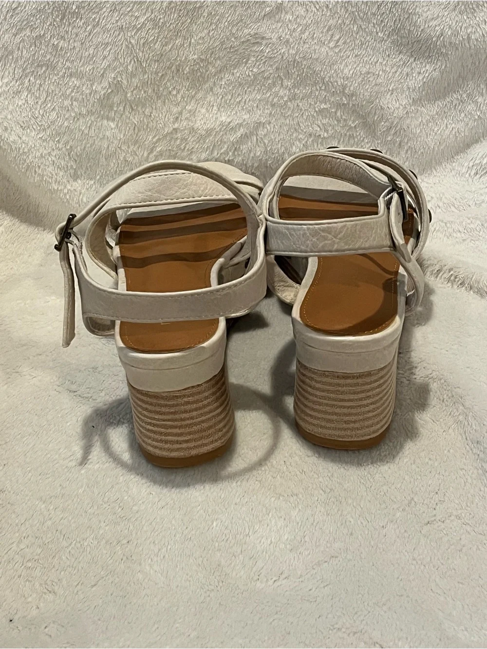 Wedge Platform Ankle Strap Sandals in Off-White Size 8 Never Worn